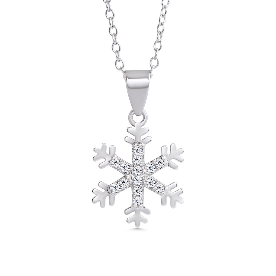 Lily Nily Pave CZ Snowflake Necklace Simple Lace Gown