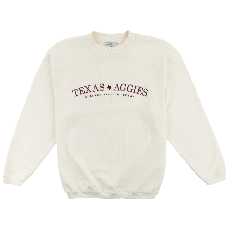 Texas Aggies Simple Embroidered Corduroy Oversized Pullover Elegant Hoodies & Sweatshirts