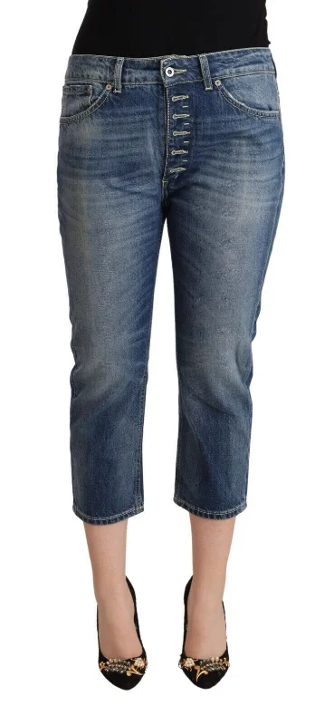 Elegant Mid-waist Cotton Denim Jeans