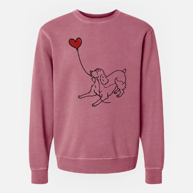 English Springer Spaniel Heart String - Unisex Pigment Dyed Crew Sweatshirt Cozy Winter Sweatshirt