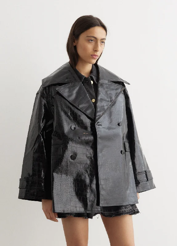 Future Coated Double Breasted Midi Jacket Women's Columbia jackets