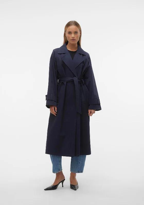 Vero Moda Blog Long Trench Coat, Navy Women's lightweight jackets