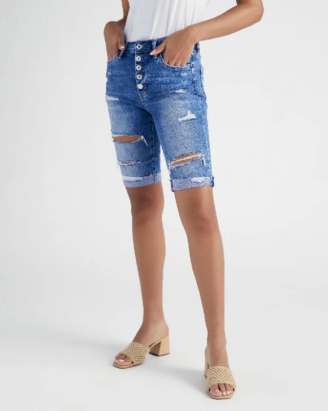 High Rise Distressed Bermuda Short