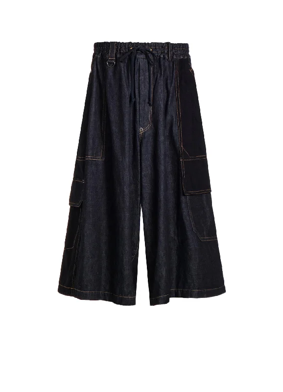 7OZ DENIM CRAZY PATCHWORK CULOTTE PANTS