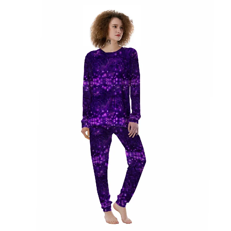 Disco Lights Purple Print Pattern Women's Pajamas Forever 21 pajama sets