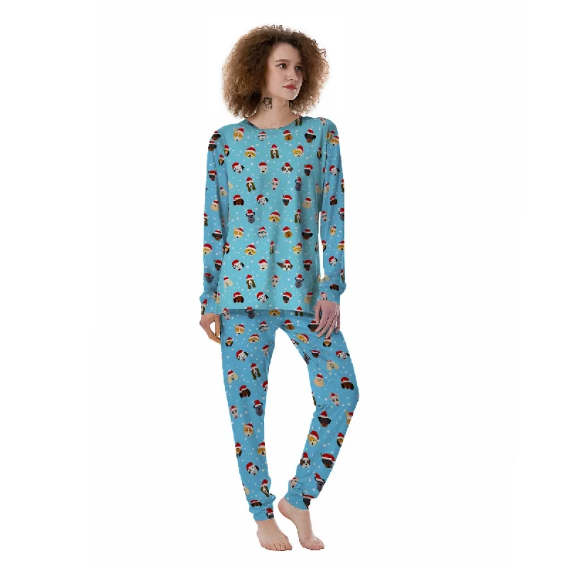 Dog Santa Print Pattern Women's Pajamas Postpartum pajama sets