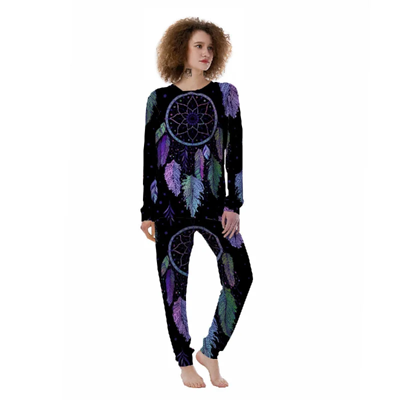 Dream Catcher Teal And Purple Print Women's Pajamas Bamboo pajama sets