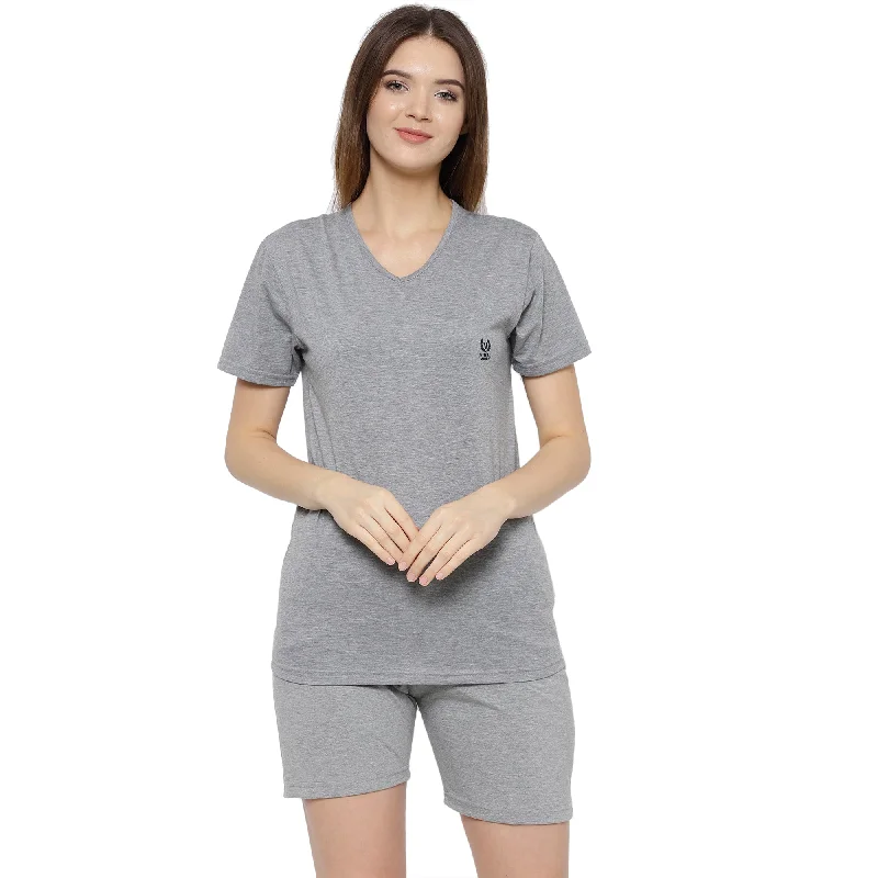 Vimal Jonney Grey Women's Night Suit Travel pajama sets