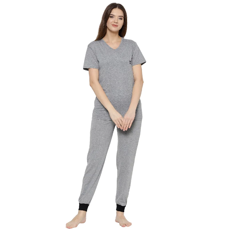 Vimal Jonney Grey Women's Night Suit Minimalist pajama sets