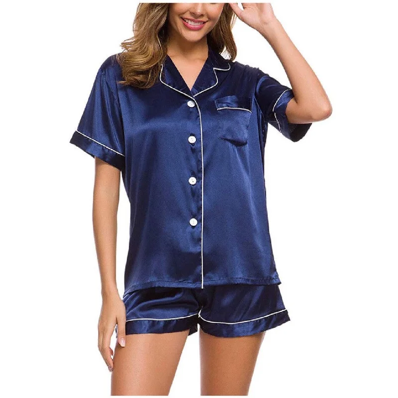 Suit Women Short Sleeve Shorts Pajamas Home Service Knitted pajama sets