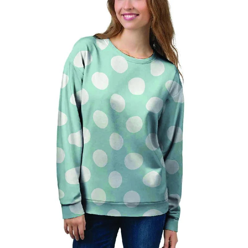 Aqua Polka Dot Women's Sweatshirt Work sweaters