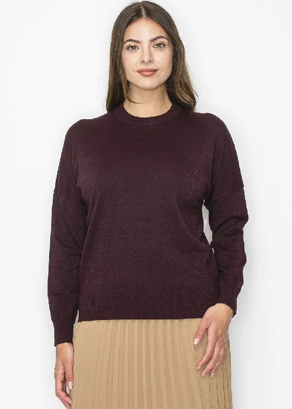 Cozy Burgundy Knit Pullover Layering sweaters