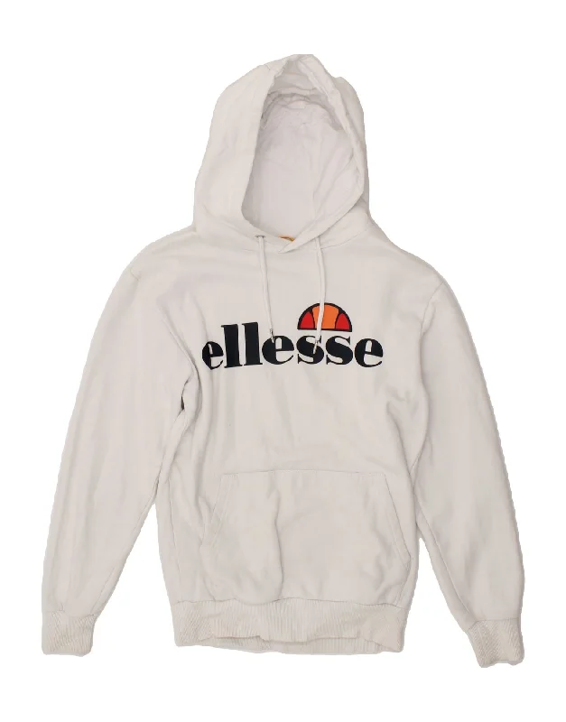 ELLESSE Womens Graphic Hoodie Jumper UK 8 Small White Cotton Women's fashion sweaters sale