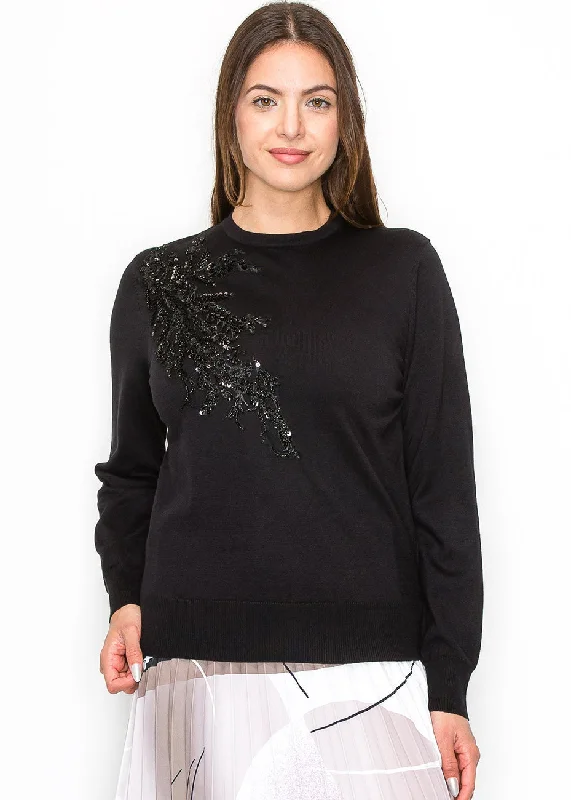 Embellished Black Knit Pullover H&M sweaters