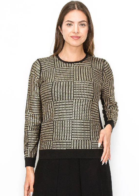 Golden Geo Knit Pullover Oversized sweaters