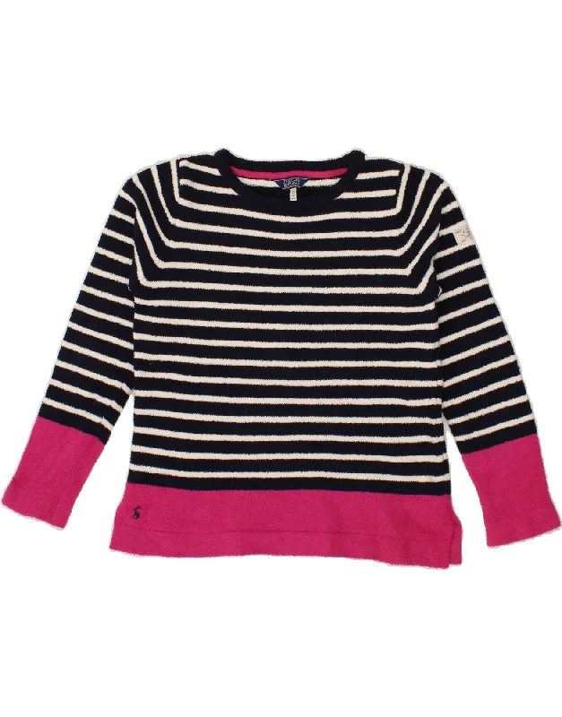 JOULES Womens Fleece Jumper UK 12 Medium  Navy Blue Striped Nautical Alpaca wool sweaters