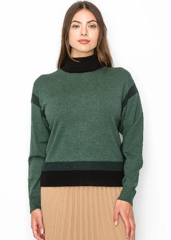 Two-Tone Turtleneck Pullover Water-resistant sweaters