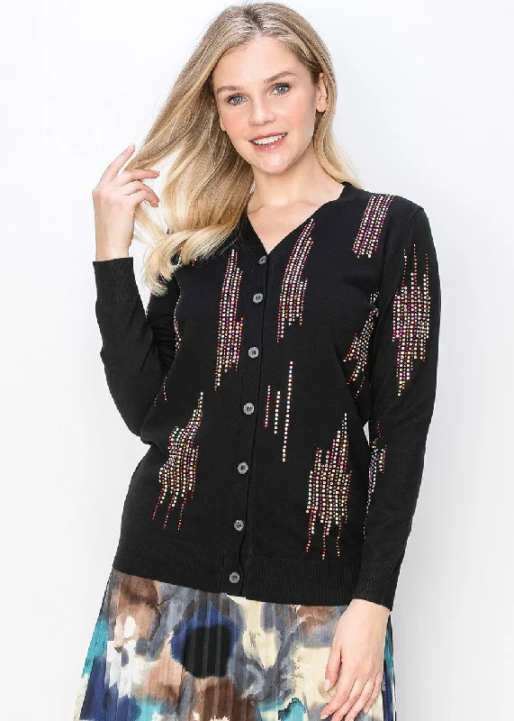 Vibrant Accent Button-Up Cardigan Crewneck sweaters