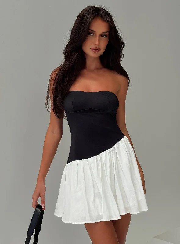 Amandla Strapless Mini Dress Black / White Summer party mini dresses