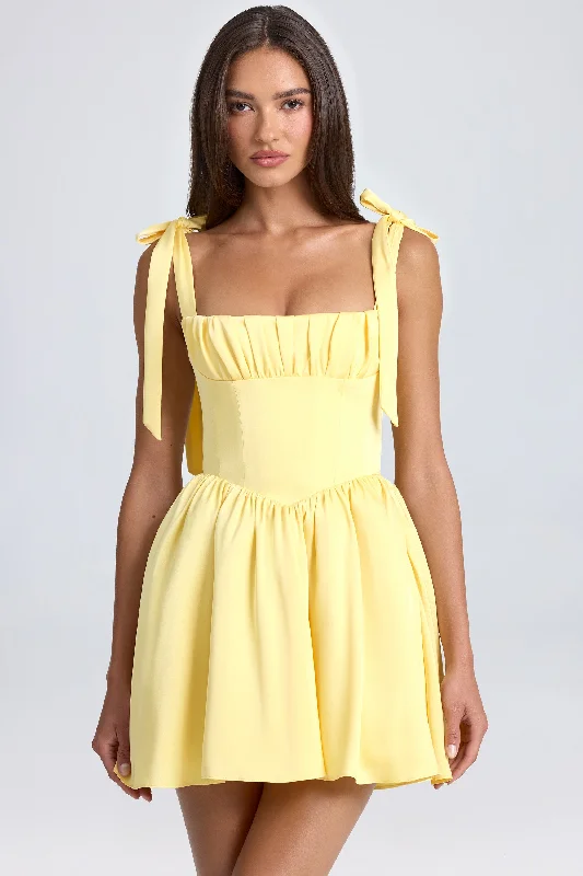 Draped Corset Mini Dress in Lemon Sherbet Best mini dresses for summer vacation