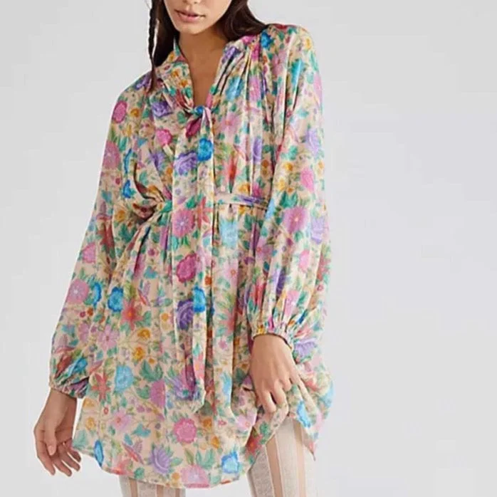 Boho Floral Prints Front Tie Mini Dress Expensive mini dresses