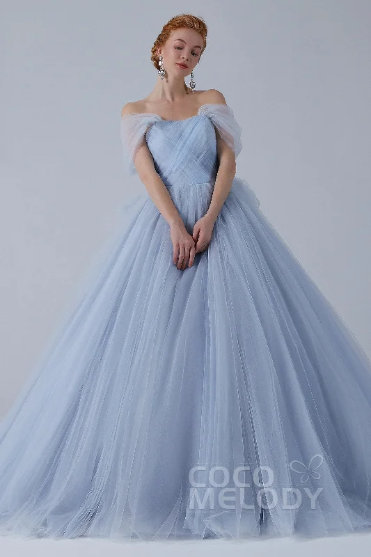 Ball Gown Court Train Tulle Wedding Dress CW2156 Sparkling Bridal Gown