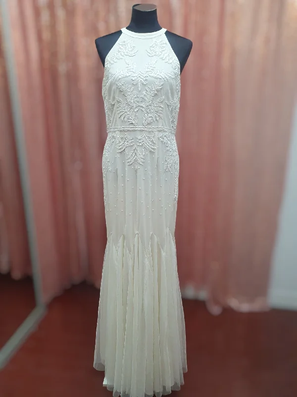 Beaded Halter Gown Elegant Lace Gown