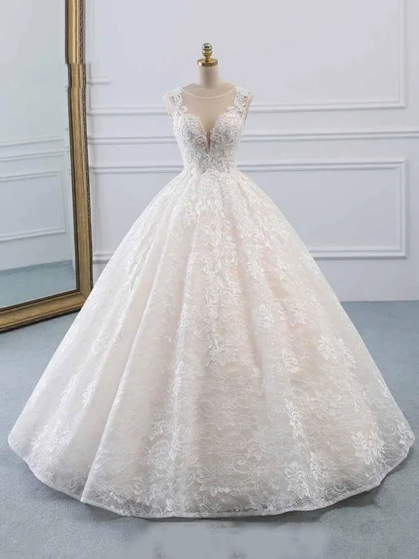 Glamorous Lace Tulle Ball Gown Wedding Dresses Empire Waist Dress