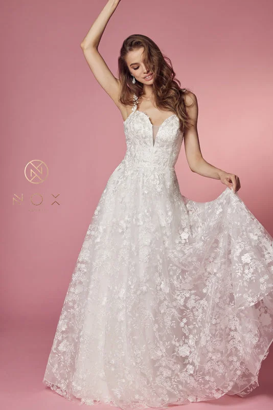 **Nox Anabel Bridal's Floral Fantasy: Embroidered Elegance for Your Special Day** Off-shoulder Bridal Gown