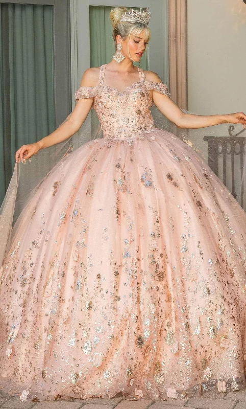 Dancing Queen 1668 - Glitter Quinceanera Ballgown with Cape Silk party dresses