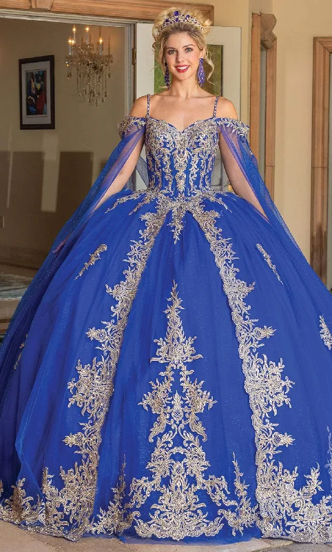 Dancing Queen 1768 - Gilt Applique Quinceanera Ballgown Velvet party dresses