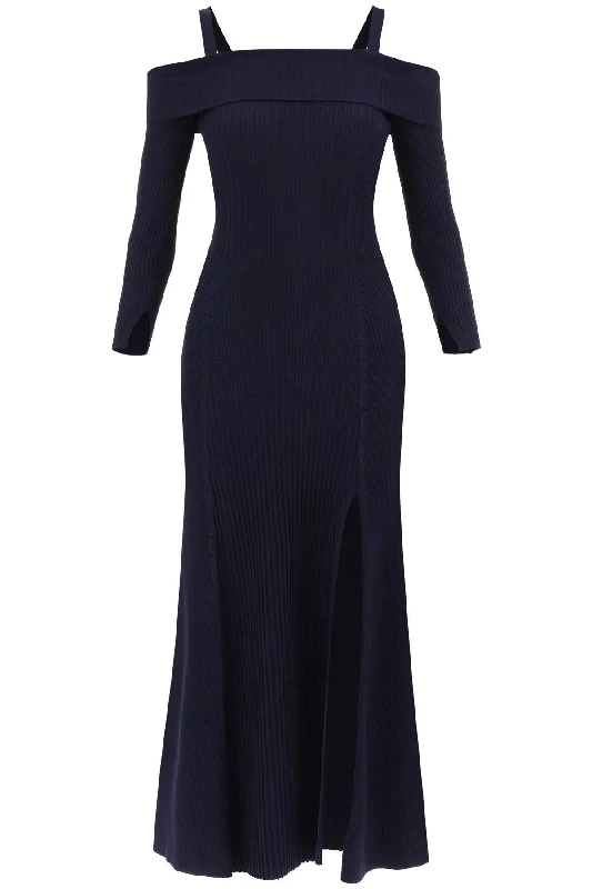 Long Knitted Off-the-shoulder Dress  - Blue Fashion Nova maxi dresses