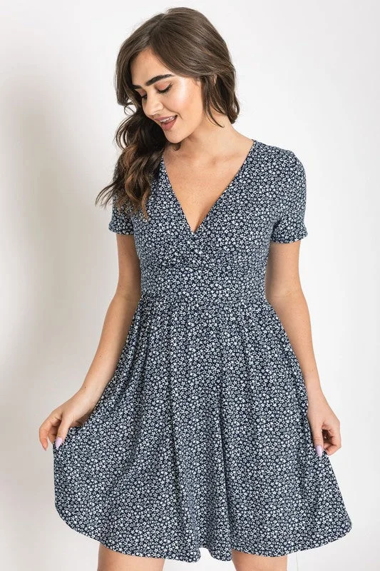 Ditsy Surplice Fit and Flare Midi Dress Best value midi dresses