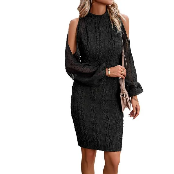 European style Elegant Solid color Long sleeve dress H&M maxi dresses