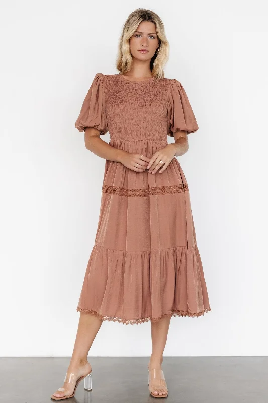 Finley Smocked Midi Dress | Light Copper Best midi dresses for plus size