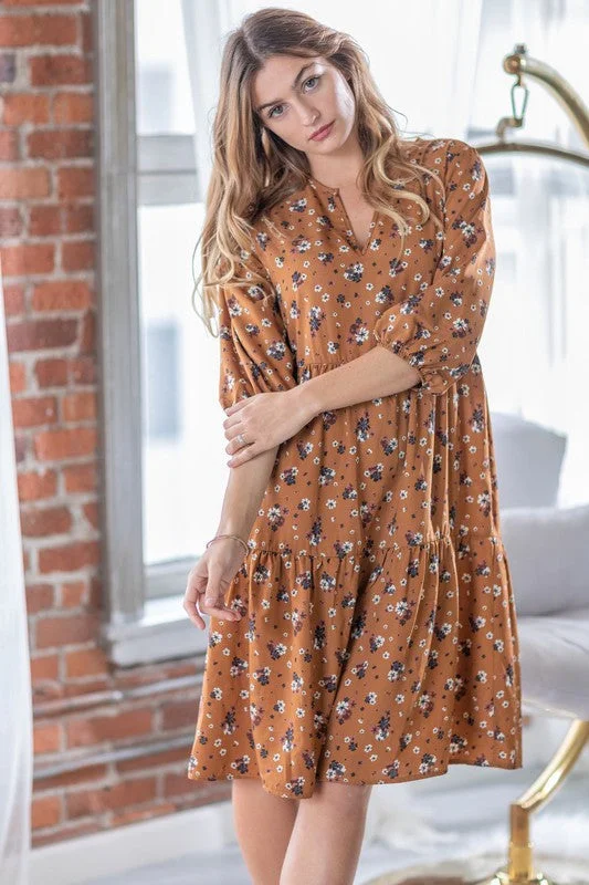 Floral Notch Neck Midi Dress Chic midi dresses