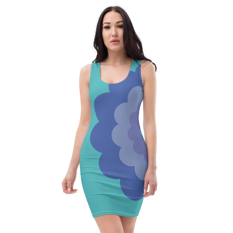 Viking Blue Abstract Midi Dress Affordable midi dresses