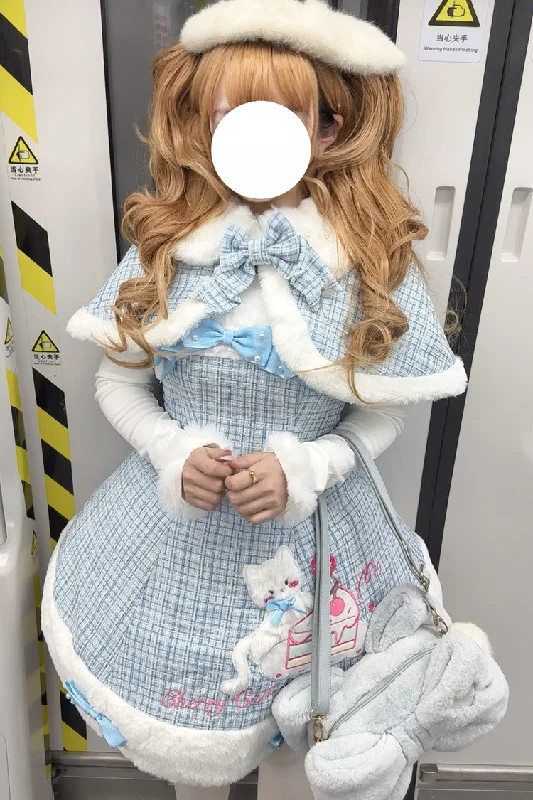 Blue Print Embroidery Bowknot Sweet Princess Lolita Jsk Dress Best floral dresses for hourglass body shape