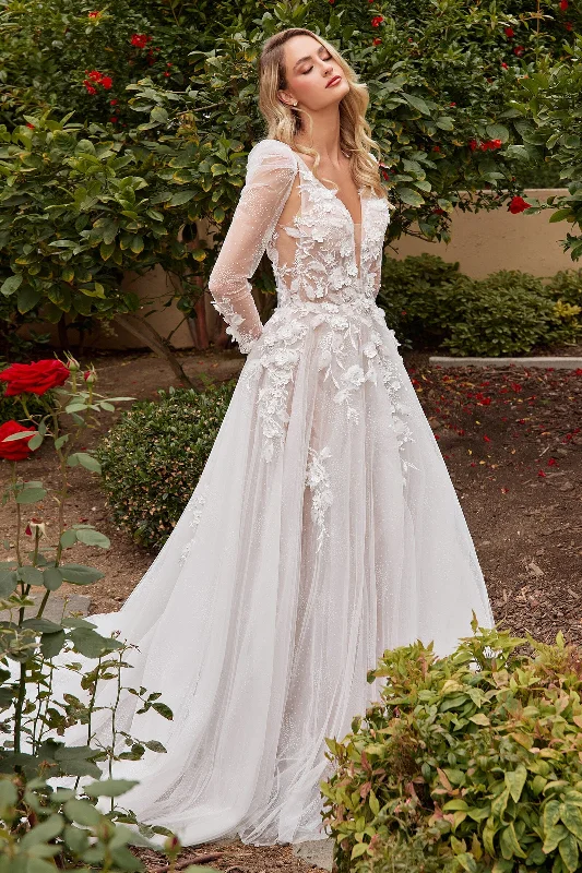 A-line Bridal Gown with Removable Sleeves by Ladivine CDS436W Wrap unclassified dresses