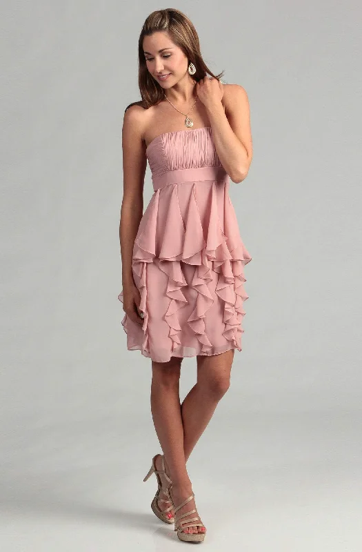 Adrianna Papell - Strapless Ruched Ruffled Chiffon Dress 231M26730SC Satin unclassified dresses