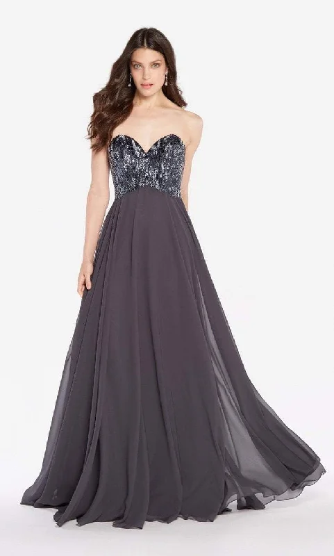 Alyce Paris - Embellished Corset Full A-Line Chiffon Gown 60050SC Open-back unclassified dresses