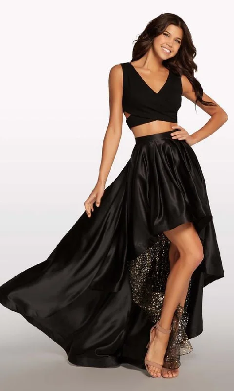 Alyce Paris - Two Piece V-Neck High Low Pleated A-Line Dress 113SC Dark color unclassified dresses