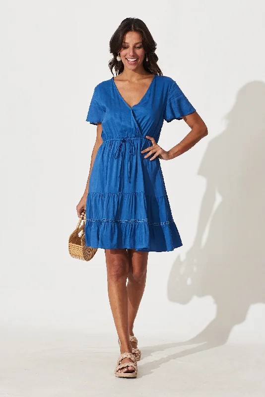 Aquarius Dress In Blue Linen Blend High-end unclassified dresses