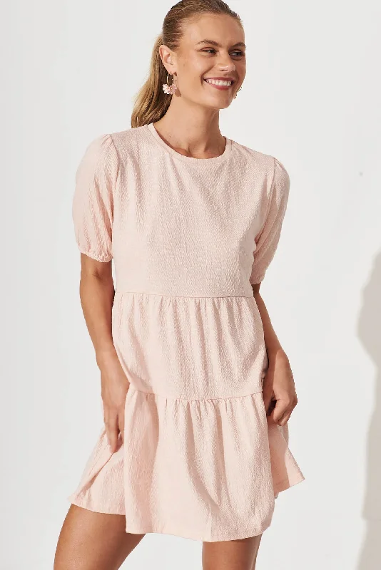 Bamba Smock Dress In Pale Pink Cotton Blend Sexy unclassified dresses