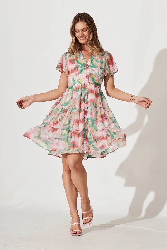 Beautiful Love Dress In Pink Green Watercolour Popular unclassified dresses