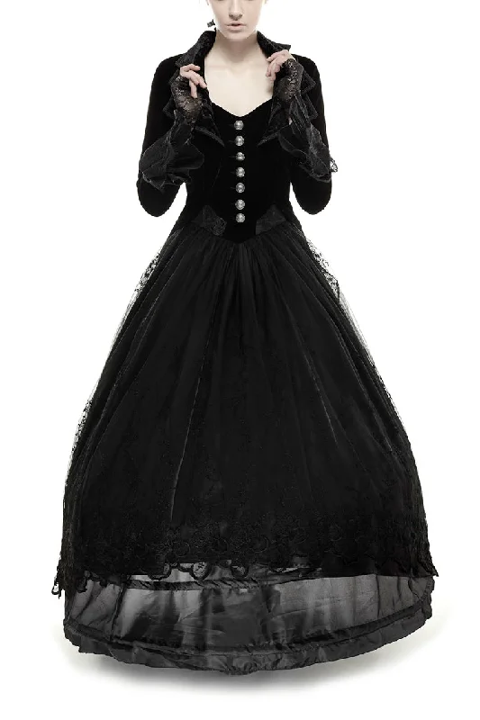 Black Layered Collar Back Large Wave Womens Gothic Victorian Dress Coat Graduation unclassified dresses