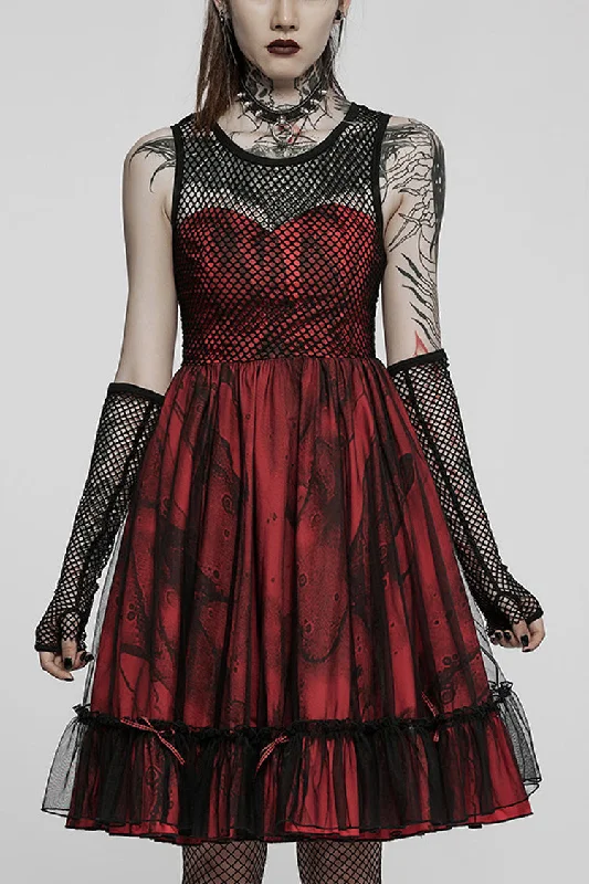 Black/Red Sleeveless Multi-layer Stitching Mesh Women's Gothic Elegant Lolita Dress Elegant evening unclassified dresses