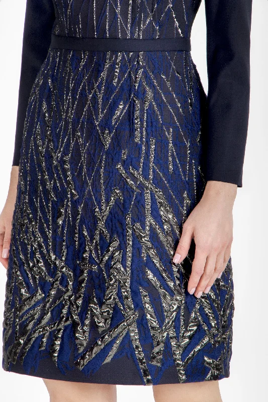 Blue evening dress with metallic details Printed unclassified dresses