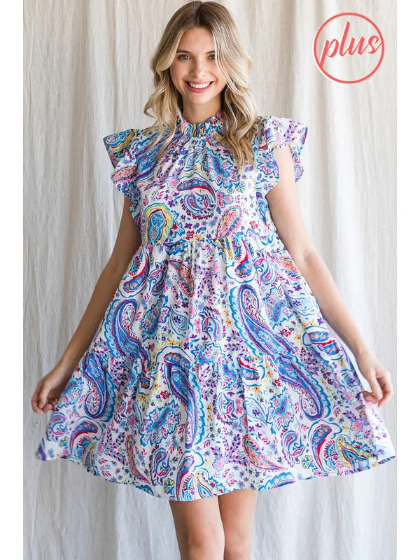 Blue Paisley Baby Doll Dress High-end unclassified dresses