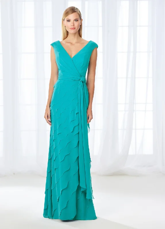 Cameron Blake - Cap Sleeve Asymmetrical Scallop Evening Gown 118668 Elegant evening unclassified dresses